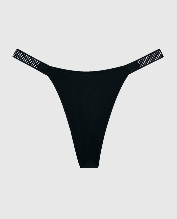 High Leg Thong Panty in Smoulder Black