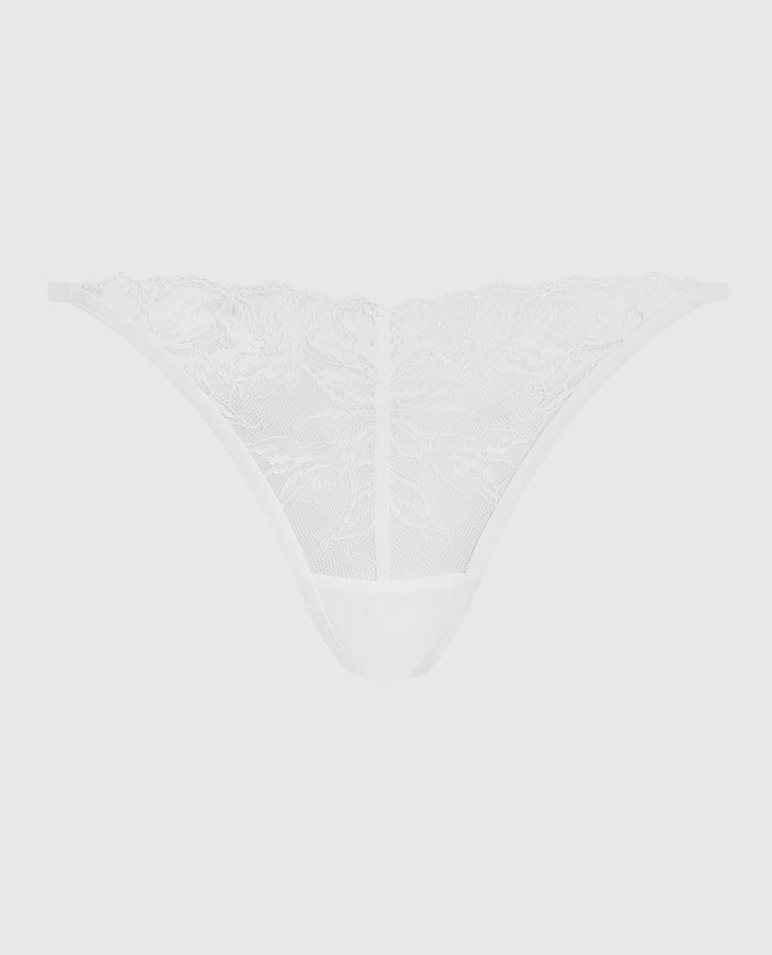 High Leg Tie Up Thong in Ivory