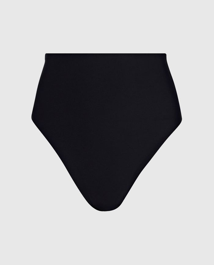 High Waist Smoothing Thong Panty in Tuxedo Black