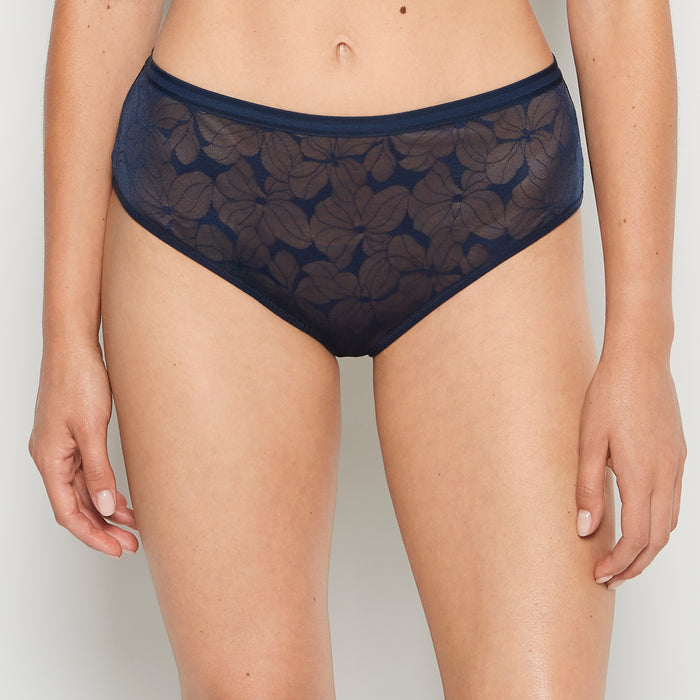 High-Waisted Lined Brief in Navy