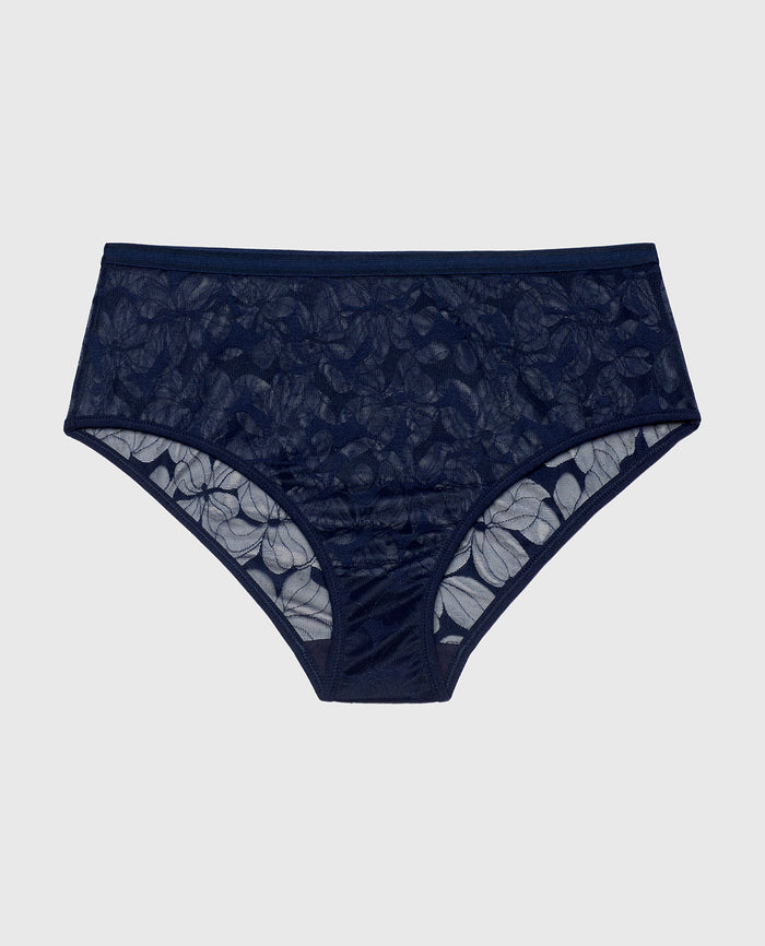 High-Waisted Lined Brief in Navy