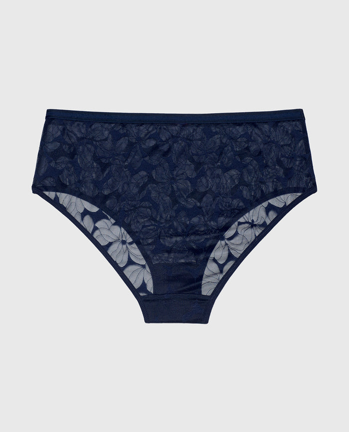 High-Waisted Lined Brief in Navy