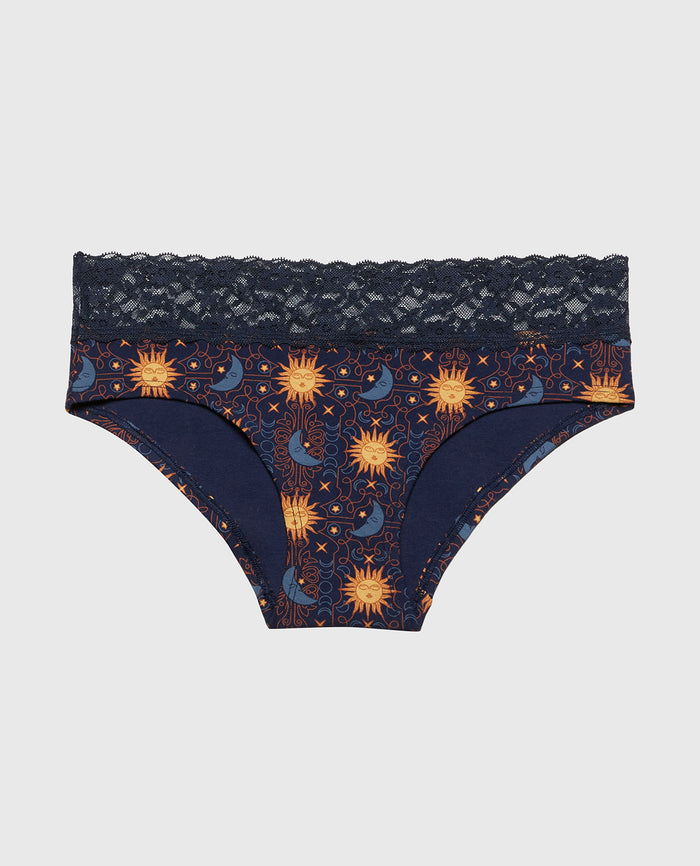 Hipster Panty With Lace Trim in Celestial Tapestry