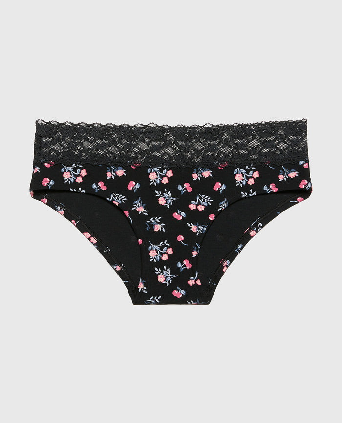 Hipster Panty With Lace Trim in Cherry Bouquet