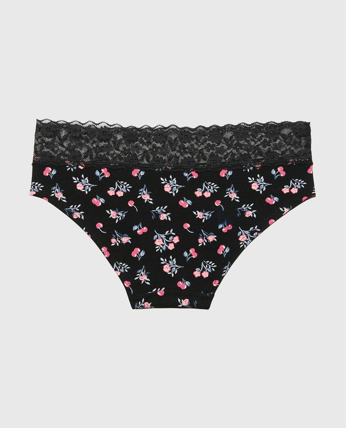 Hipster Panty With Lace Trim in Cherry Bouquet