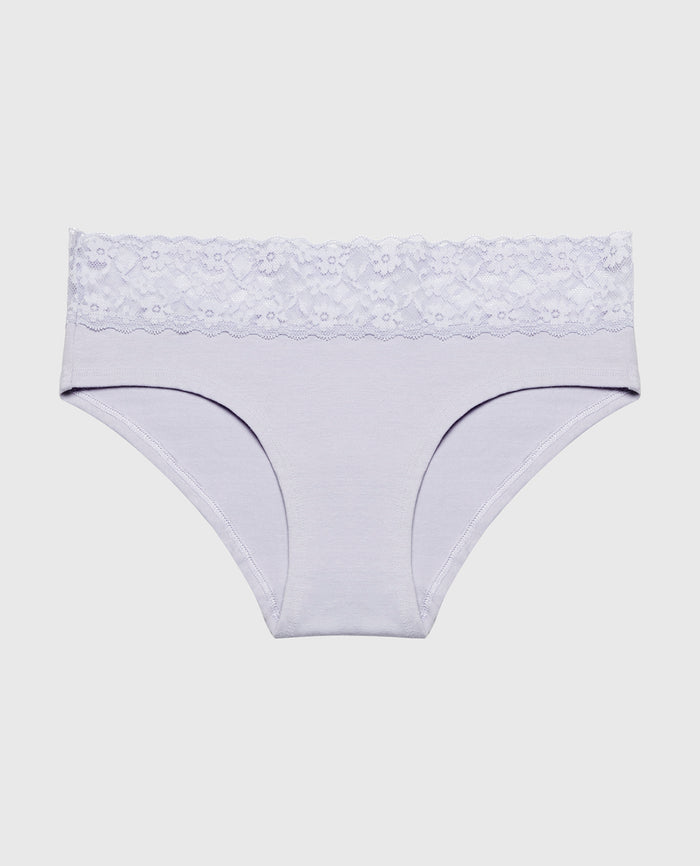 Hipster Panty With Lace Trim in Cosmic Sky