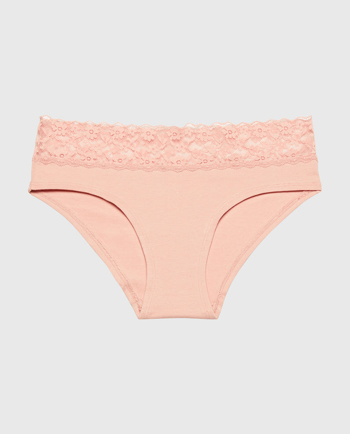 Hipster Panty With Lace Trim in Misty Rose