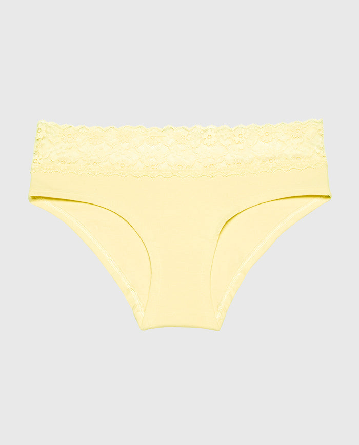Hipster Panty With Lace Trim in Pale Banana