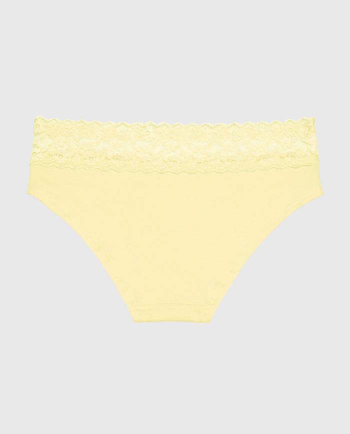Hipster Panty With Lace Trim in Pale Banana
