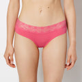 Hipster Panty With Lace Trim in Pink Flambe