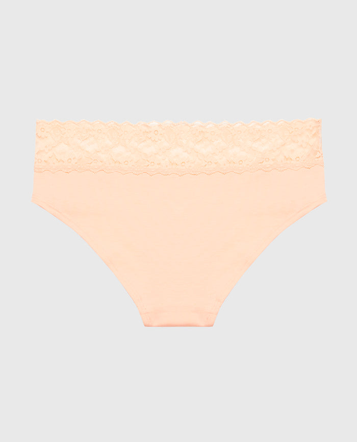 Hipster Panty With Lace Trim in Tropical Peach