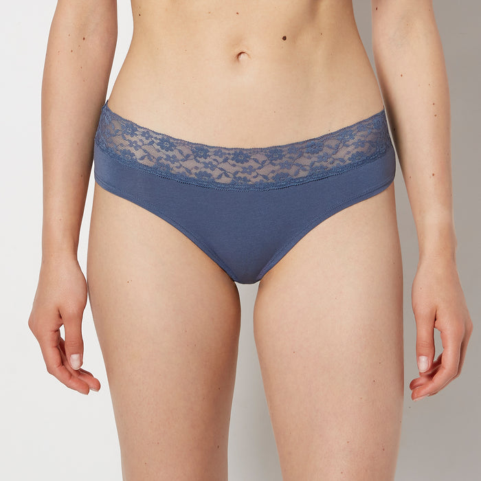 Hipster Panty With Lace Trim in Vintage Indigo