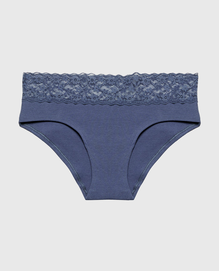 Hipster Panty With Lace Trim in Vintage Indigo