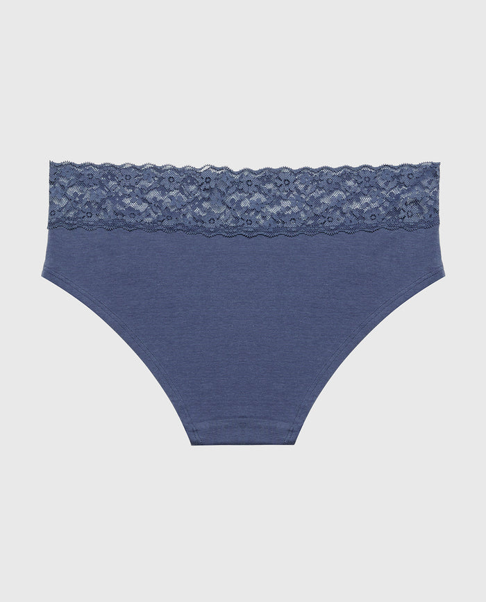 Hipster Panty With Lace Trim in Vintage Indigo