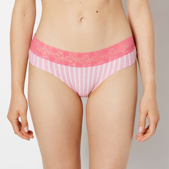 Hipster Panty With Lace Trim in Wallpaper Stripe