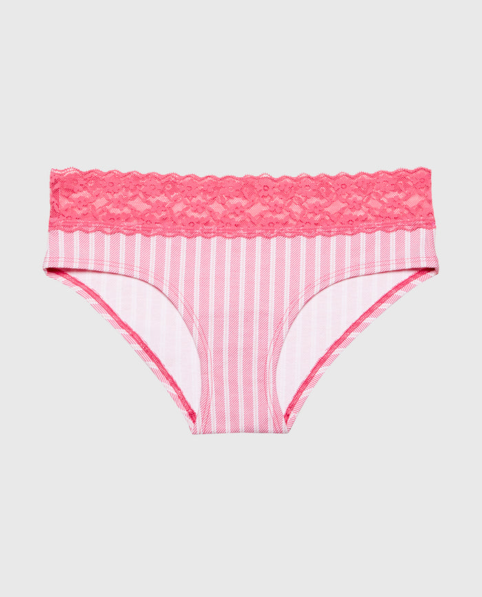 Hipster Panty With Lace Trim in Wallpaper Stripe