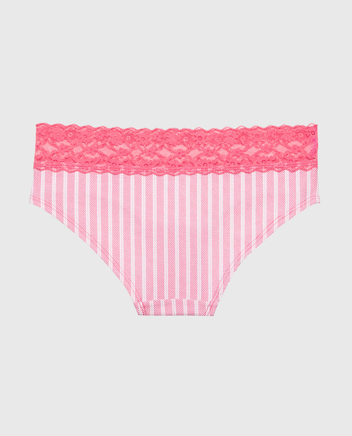 Hipster Panty With Lace Trim in Wallpaper Stripe