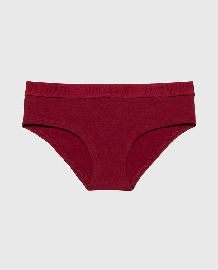 Hipster Panty With Logo Band in Cabernet