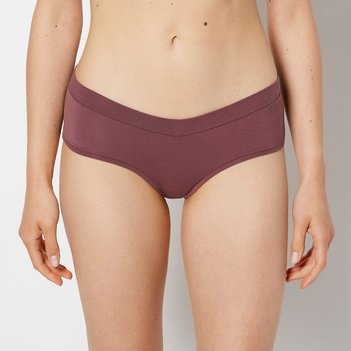 Hipster Wide Waist Cotton Panty in Plum Wine
