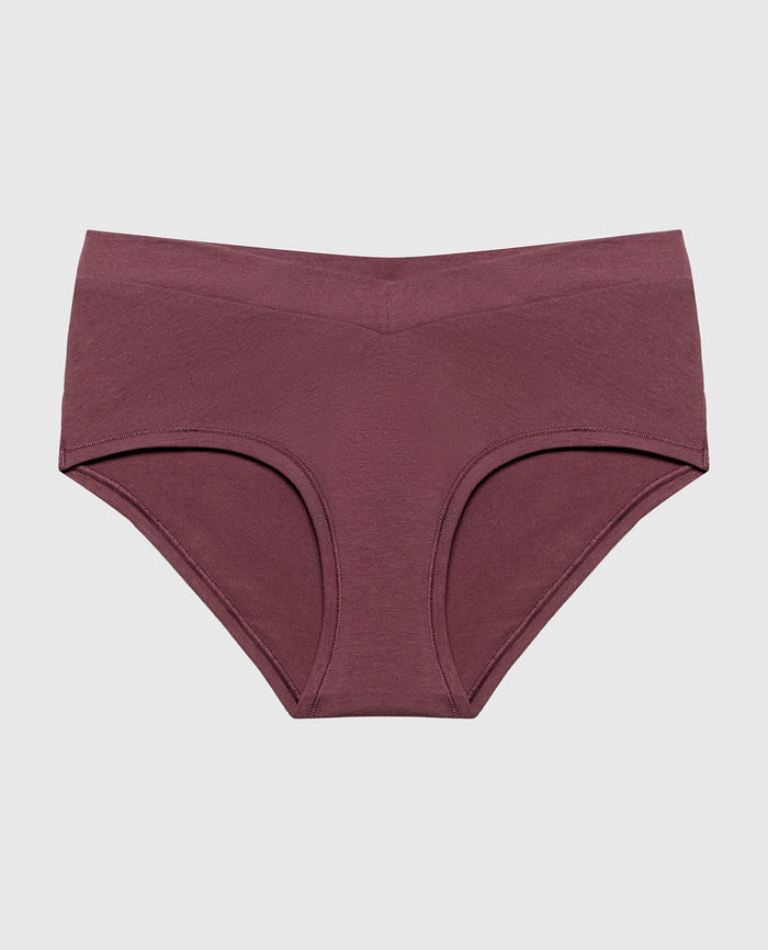 Hipster Wide Waist Cotton Panty in Plum Wine