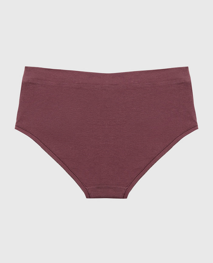 Hipster Wide Waist Cotton Panty in Plum Wine