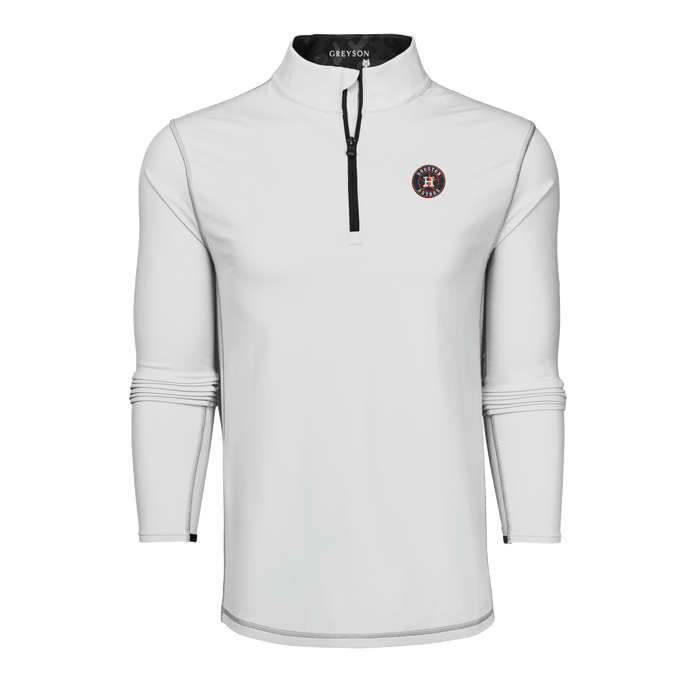 Arctic Houston Astros Colorado Mock Neck Quarter-Zip - Front View, Roundel Logo | Greyson Clothiers