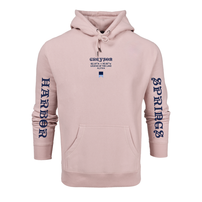 Blush H.S. Crossed Paddles Fireside Hoodie - Front View with Sleeve Graphics | Greyson Clothiers