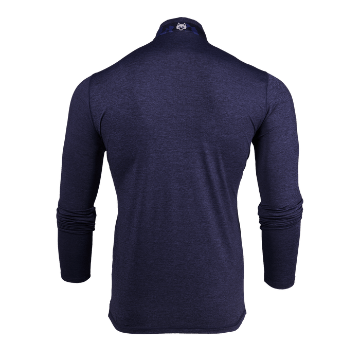 Maltese Blue H.S. Crossed Paddles Guide Sport Quarter-Zip - Back View, Wolf Collar Detail | Greyson Clothiers