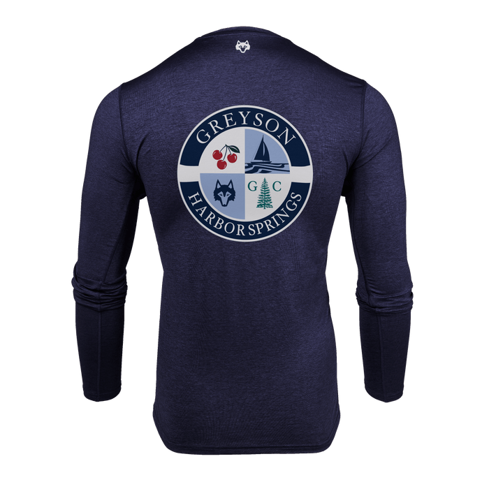 Maltese Blue H.S. Life Saver Guide Sport Long Sleeve Tee - Back View, Harbor Springs Crest Graphic | Greyson Clothiers