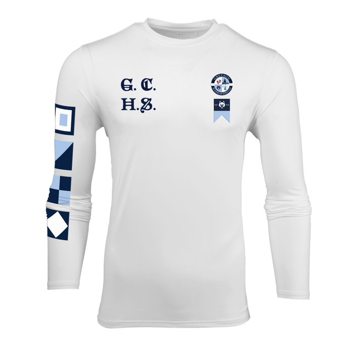Arctic H.S Nautical Guide Sport Long Sleeve Tee - Front View, Nautical Flag Sleeve Detail | Greyson Clothiers