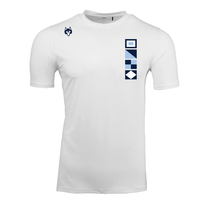 Arctic H.S. Nautical Guide Sport Short Sleeve Tee - Front View, Navy Signal Flag Graphic | Greyson Clothiers