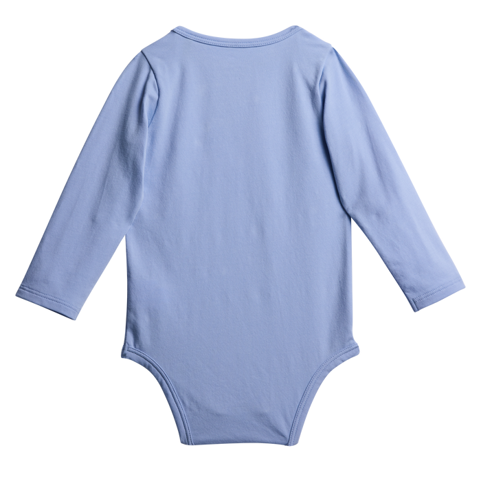 Wolf Blue Pima Cotton Icon Pups Baby Onesie - Back View, Long Sleeve | Greyson Clothiers