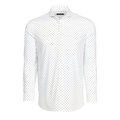 Wolf Blue/Arctic Icon Woodward Cotton Dress Shirt - White Dot Print Flat Lay, Spread Collar | Greyson Clothiers