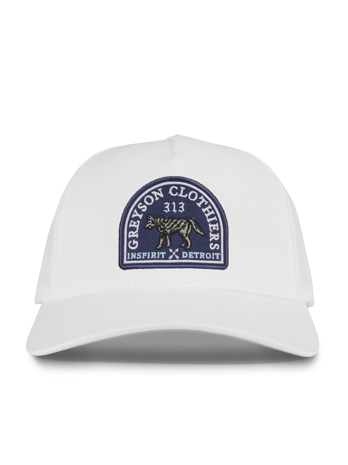 Arctic White Inspirit Wolf Trucker Hat - Front View | Greyson Clothiers