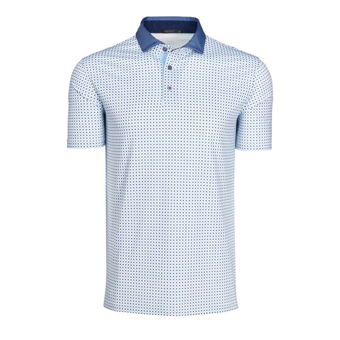 Arctic Ironwood Short Sleeve Performance Golf Polo - Tonal Print, Front View | Greyson Clothiers