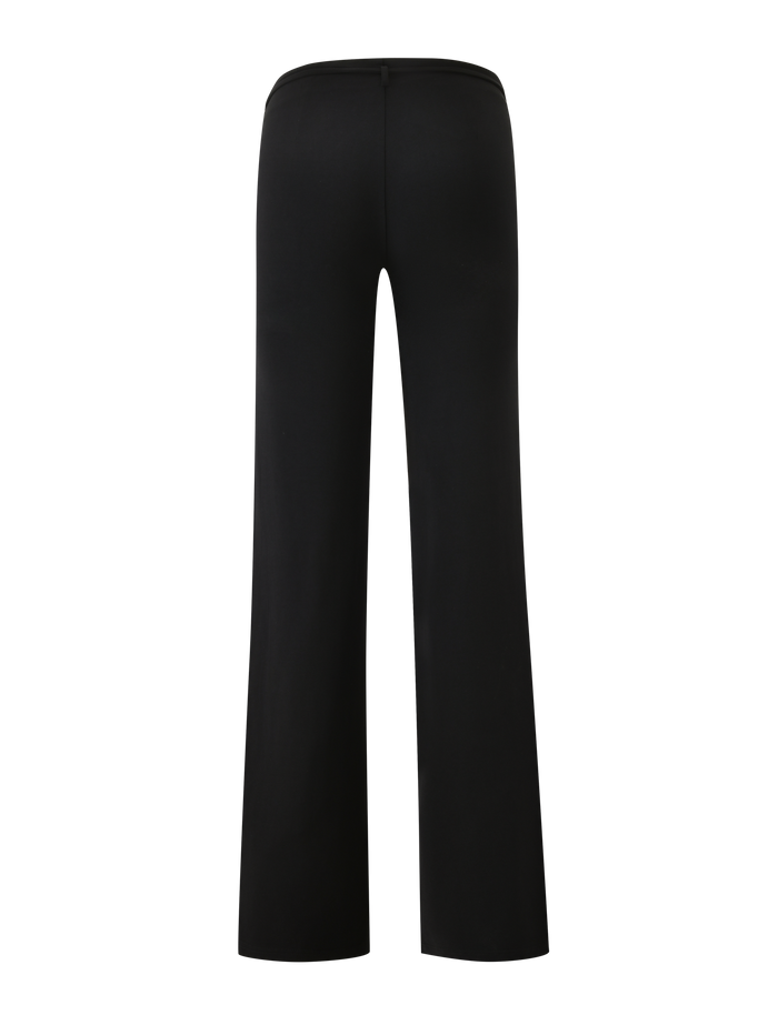 Back view of TIGERMIST KAILI PANT - BLACK, featuring a high-waisted, wide-leg silhouette in plain black, shown full length against a white background.
