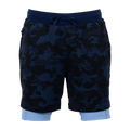 Maltese Blue Kennebec Camo Short with built-in liner, front view - men's performance shorts | Greyson Clothiers