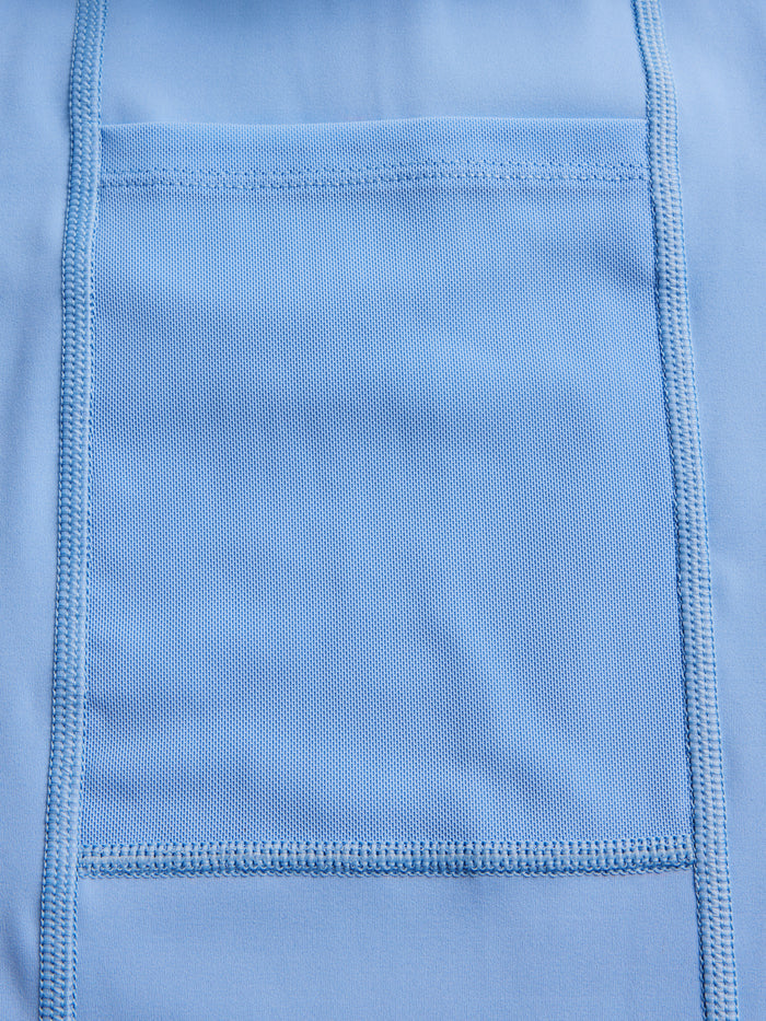 Kennebec Camo Short light blue liner interior pocket close-up, stretch performance fabric construction detail | Greyson Clothiers