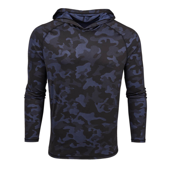 Maltese Blue Camo Kennebec Sport Hoodie - Front View, Jacquard Knit Raglan | Greyson Clothiers