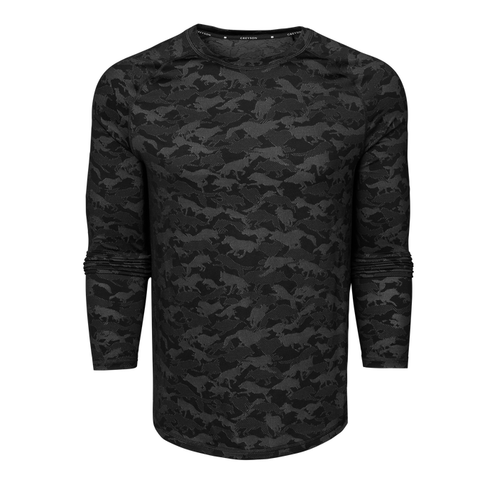 Shepherd Kennebec Wolfpack Camo Long Sleeve Sport Tee - Front View, Jacquard Knit | Greyson Clothiers