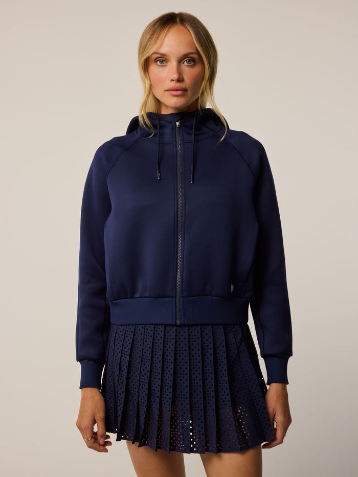 Wolf Blue Kristina Full-Zip Hoodie Cropped - On Model Front Styled Look | Greyson Clothiers