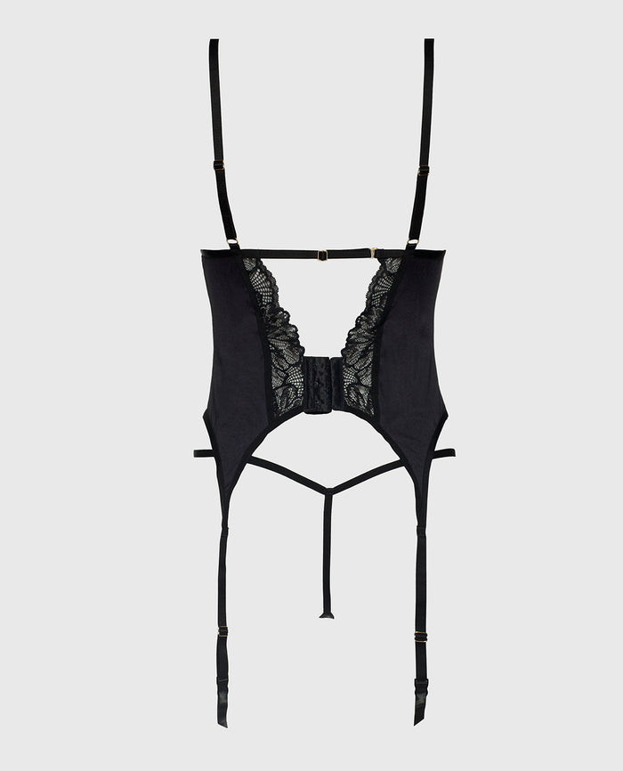Lace and Microfiber Merrywidow in Tuxedo Black