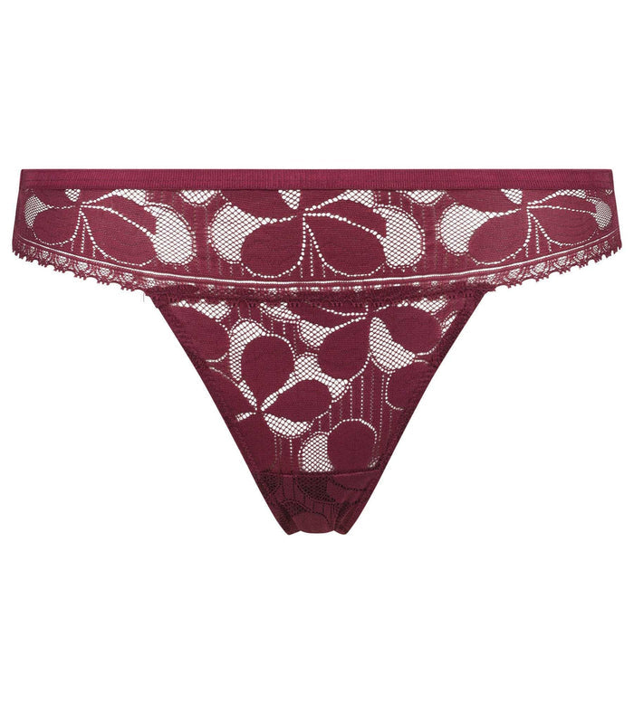 Lace Art Flowers Thong in Beaujolais