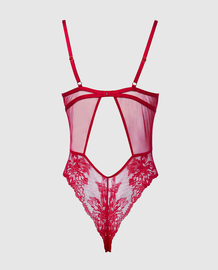 Lace Bodysuit in Crimson