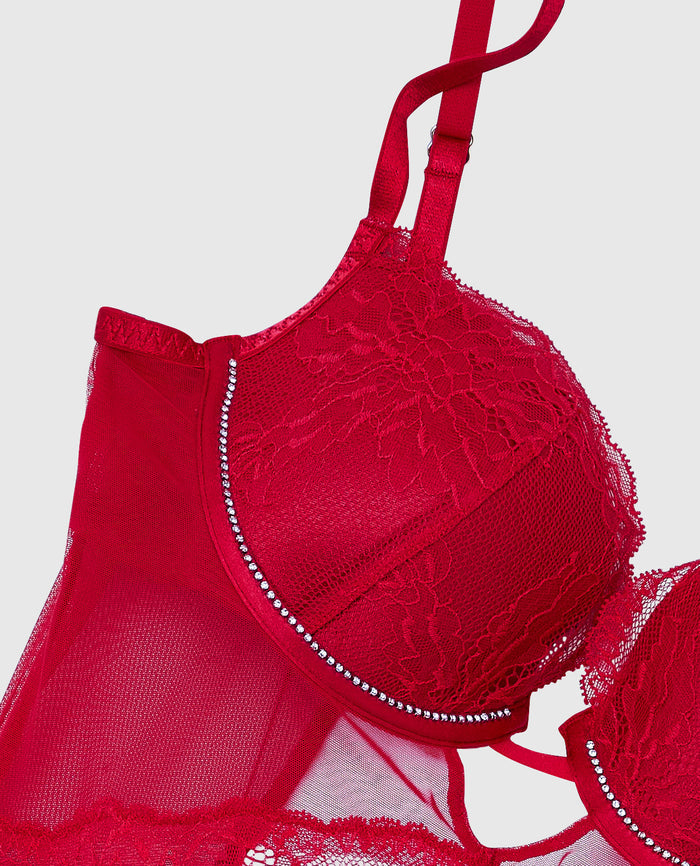 Lace Bodysuit in Crimson