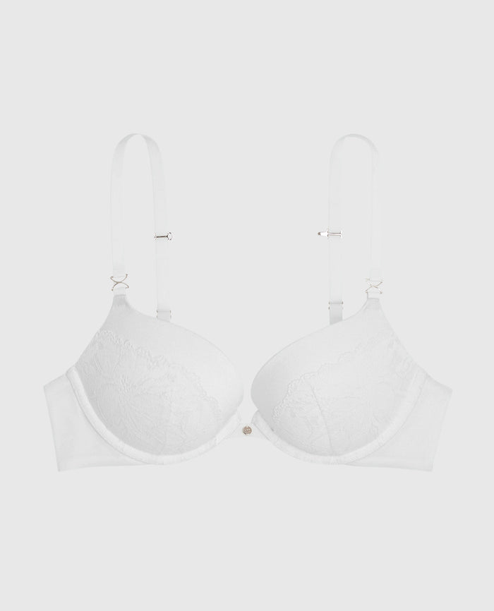 Lace Cup Push Up Bra in Ivory