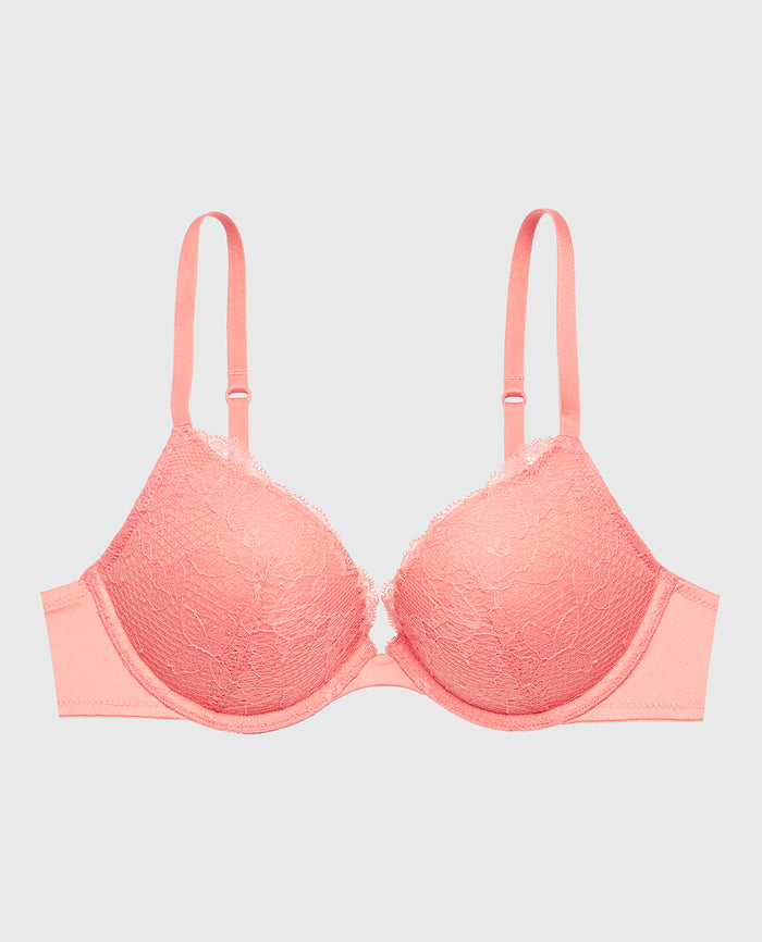 Lace Push Up Bra in Peach Fizz