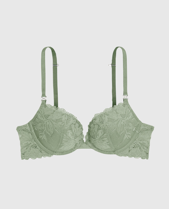 Lace Push Up Bra in Soft Sage