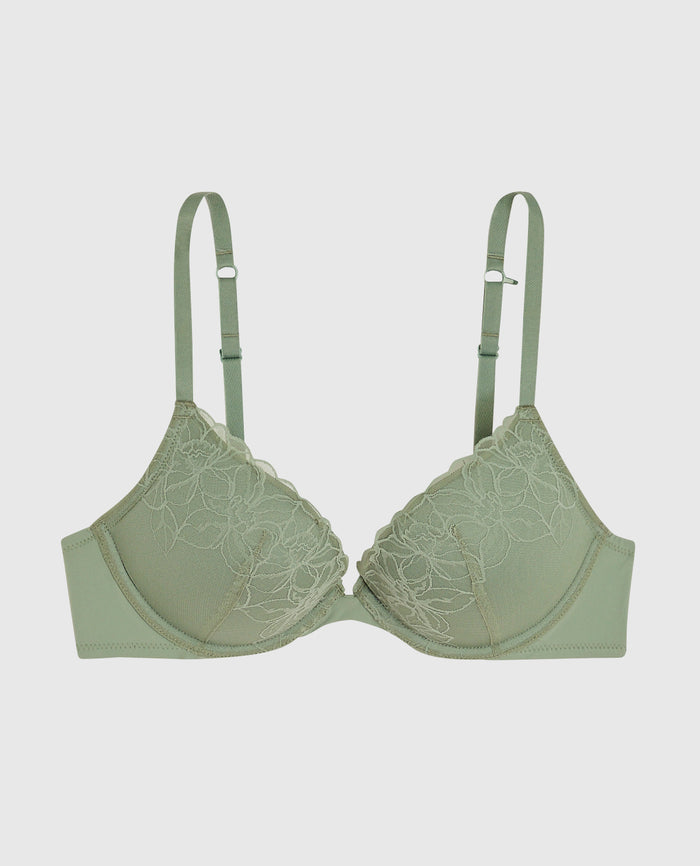 Lace Push Up Bra in Soft Sage