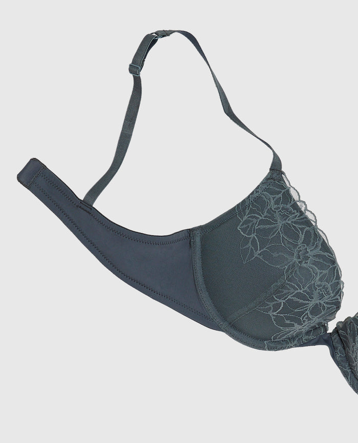 Lace Push Up Bra in Stormy Weather